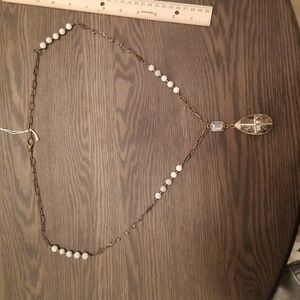 Brass & glass beads 32"